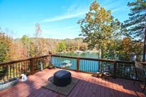 Scenic lake view from a deck during a relaxing holiday at Lake Keowee