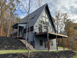 Keowee Luxury Cottage A-frame exterior near Lake Keowee 