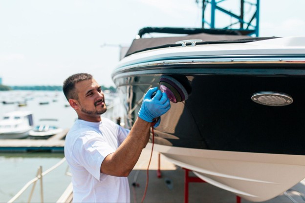Boat engine service and inspection as part of de-winterization process - Keowee Marina