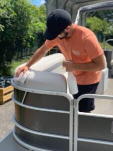 Keowee Marina boat washing and cleaning service for pontoon boats on Lake Keowee