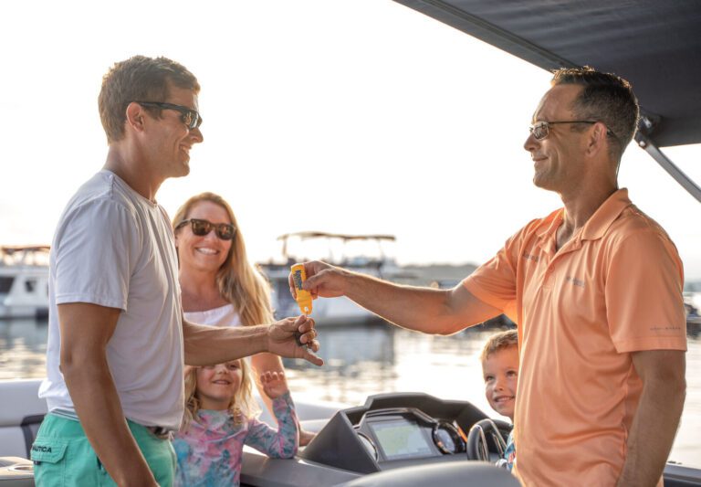Keys handoff at sunset